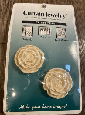 Curtain Jewelry Rose Cream Push Pins Drapery Tie Backs or for Hanging Wall Art